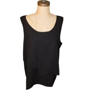 Chico's Size L Large (2) Classic Layered Black Sleeveless Blouse Top